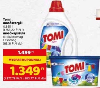 Spar Tomi mosószergél 0,855 l / mosókapszula 13 db ajánlat