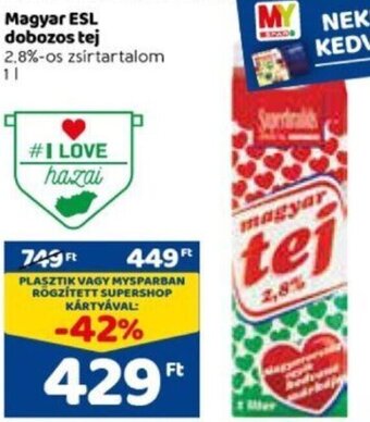 Spar Magyar esl dobozos tej 1 l ajánlat