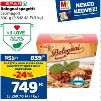 Spar Bolognai spagetti 330 g ajánlat