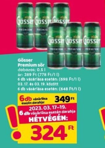 Spar Gösser Premium sör 0,5 l ajánlat