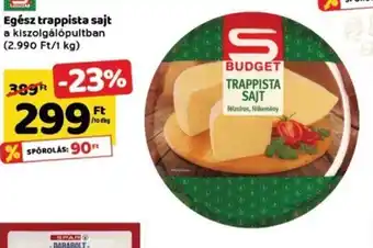 Spar Egész trappista sajt 10 dkg ajánlat