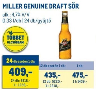 Miller genuine draft sör 0,33 l