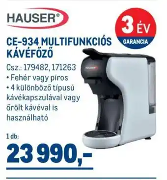 Metro Hauser ce-934 multifunkciós kávéfőző 1 db ajánlat