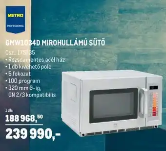 Gmw1034d mirohullámú sütő 1 db