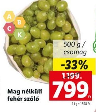 Lidl Mag nélküli fehér szőlő 500 g ajánlat