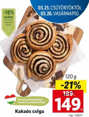 Lidl Kakaós csiga 120 g ajánlat