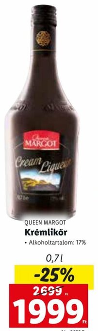 Lidl Queen Margot Krémlikőr 0,7 l ajánlat