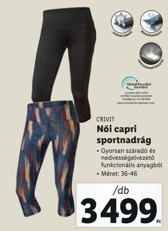 Lidl Crivit Női capri sportnadrág 1 db ajánlat