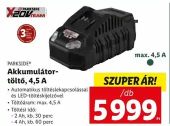 Lidl Parkside Akkumulátor töltő, 4,5 a 1 db ajánlat