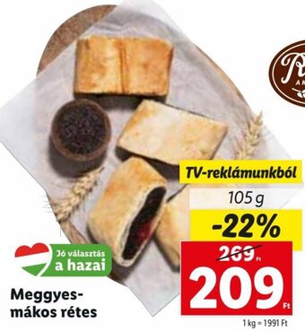 Lidl Meggyes mákos rétes 105 g ajánlat
