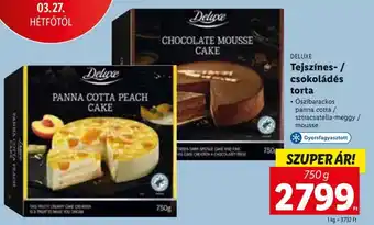 Lidl Deluxe Tejszínesá- / csokoládés torta 750 g ajánlat