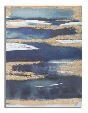 Absztrakt vászon kép 60x80 cm, kék, arany - bleu et or - butopêa