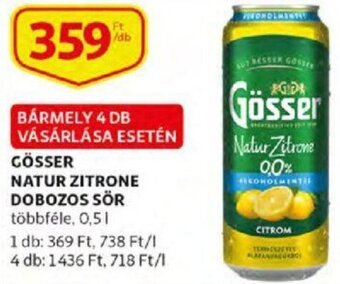 Auchan Gösser natur zitrone dobozos sör 0,5 l ajánlat