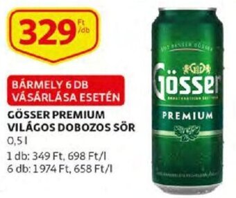 Auchan Gösser premium világos dobozos sör 0,5 l ajánlat