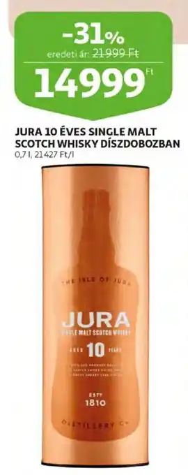 Auchan Jura 10 éves single malt scotch whisky díszdobozban 0,7 l ajánlat