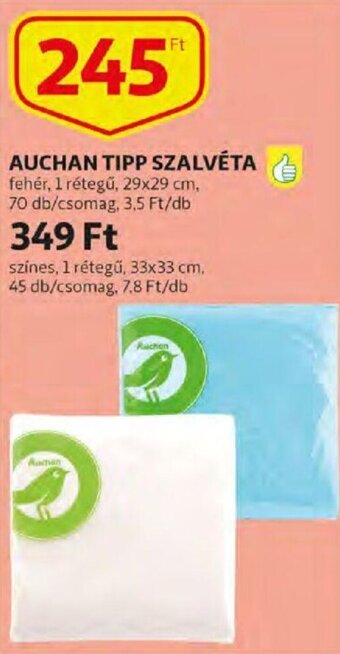Auchan Auchan tipp szalvéta 70 db ajánlat