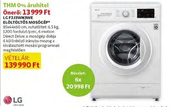 Lg f2j3wn3we elöltöltős mosógép 1 db