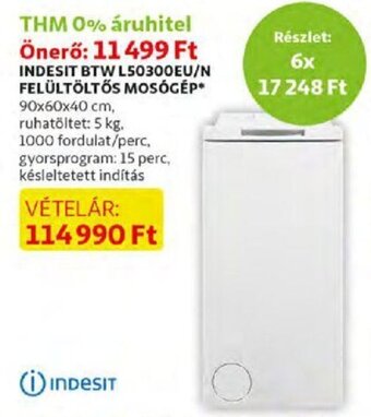 Indesit btw l50300eu/n felültöltős mosógép 1 db