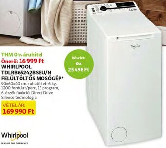 Whirlpool tdlrb65242bseu/n felültöltős mosógép 1 db