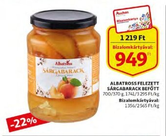 Auchan Albatross felezett sárgabarack befőtt 370 / 700 g ajánlat
