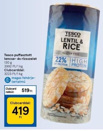 Tesco puffasztott lencse- és rizsszelet 130 g