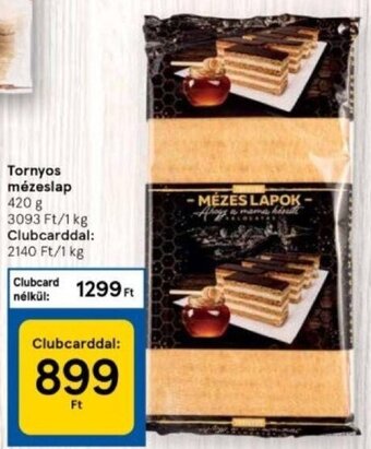 Tesco Tornyos mézeslap 420 g ajánlat
