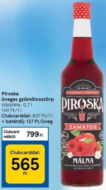 Tesco Piroska üveges gyümölcsszörp 0,7 l ajánlat