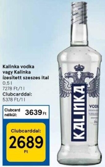 Tesco Kalinka vodka vagy Kalinka ízesített szeszes ital 0,5 l ajánlat