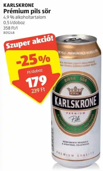 ALDI Karlskrone prémium pils sör 0,5 l ajánlat