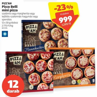 ALDI Pizz'ah picco belli mini pizza 12 x 30 g ajánlat