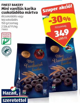 ALDI Finest Bakery mini vaníliás karika csokoládéba mártva 150 g ajánlat