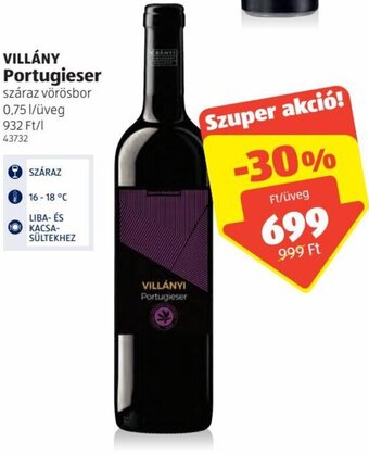 ALDI Villány portugieser 0,75 l ajánlat