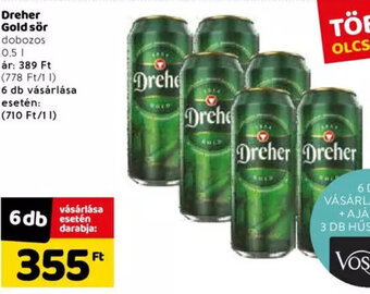 Spar Dreher gold sör 0,5 l ajánlat