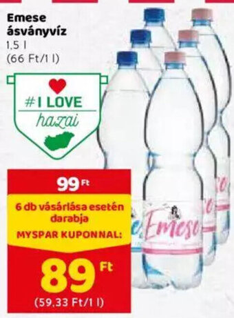 Spar Emese ásványvíz 1,5 l ajánlat