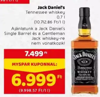 Spar Jack Daniel's Tennessee whiskey 0,7 l ajánlat