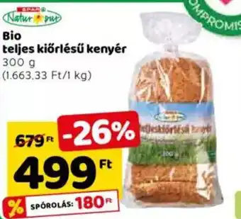 Spar Spar Bio teljes kiőrlésű kenyér 300 g ajánlat