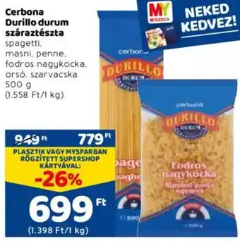 Spar Cerbona durillo durum száraztészta 500 g ajánlat