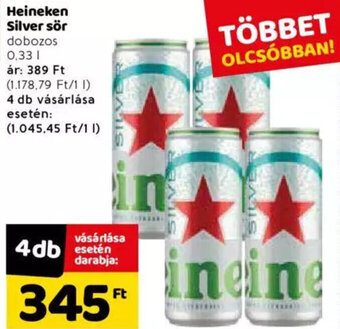 Spar Heineken silver sör 0,33 l ajánlat