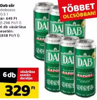 Spar Dab sör 0,5 l ajánlat