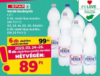 Spar Spar verde ásványvíz 1,5 l ajánlat