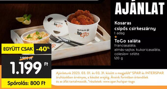 Kosaras csípős csirkeszárny 1 adag + Togo saláta 120 g