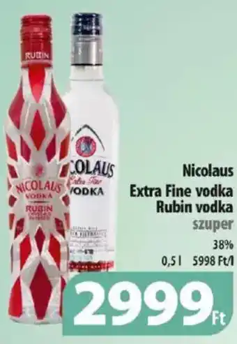 Coop Nicolaus extra fine vodka, rubin vodka 0,5 l ajánlat