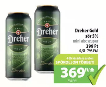Coop Dreher gold sör 5% 0,5 l ajánlat