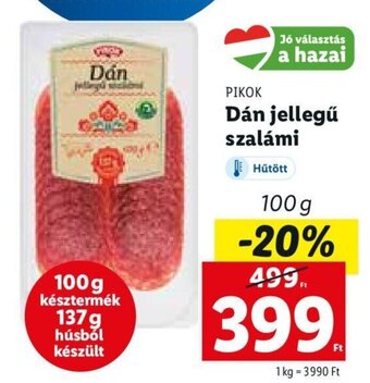 Lidl Pikok dán jellegű szalámi 100 g ajánlat