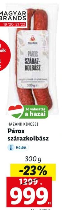 Lidl Hazánk Kincsei páros szárazkolbász 300 g ajánlat