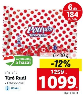 Lidl Pöttyös túró rudi 6 x 30 g ajánlat