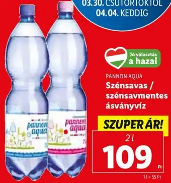 Lidl Pannon Aqua szénsavas / szénsavmentes ásványvíz 2 l ajánlat