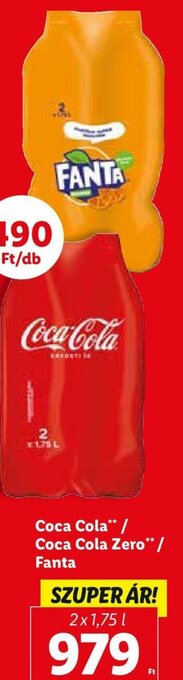 Lidl Coca-Cola / Coca-Cola zero / Fanta 2 x 1,75 l ajánlat