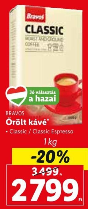 Lidl Bravos Őrölt kávé 1 kg ajánlat