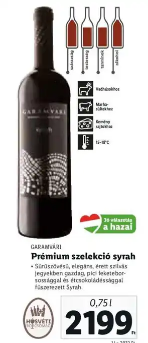 Lidl Garamvári prémium szelekció syrah 0,75 l ajánlat